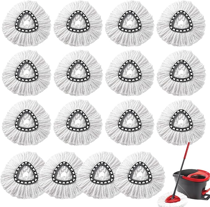 16Pcs Spin Mop Replacement Heads, Easy Cleaning Spin Mop Heads, Deep Clean by HANDRERLEE