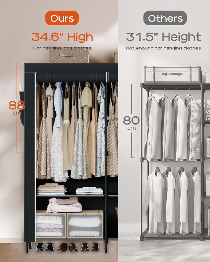 Portable Closet, 54.3 Inch Large Capacity Wardrobe Closet - Image 6