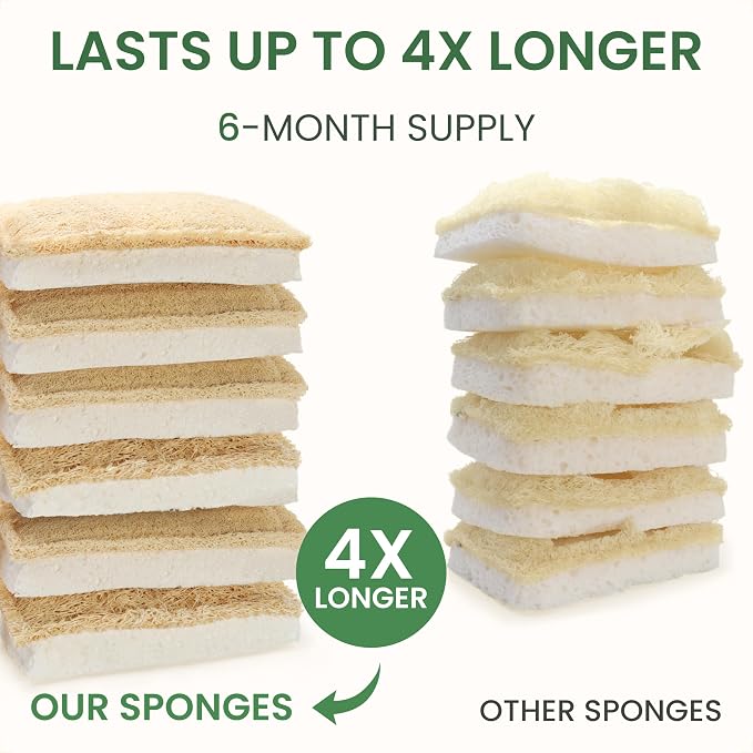 Natural Kitchen Sponges – Eco-Friendly, Compostable Dish Sponges – Loofah & - Image 5