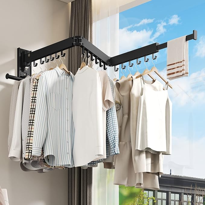 Drying Rack Clothing, Retractable Clothes Drying Rack, Wall Mounted Laundry Rack - Image 6