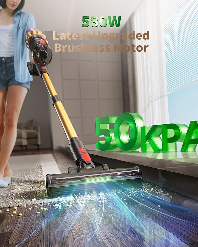 Cordless Vacuum Cleaner, 580W 50Kpa 65Mins, Vacuum Cleaners - Image 2