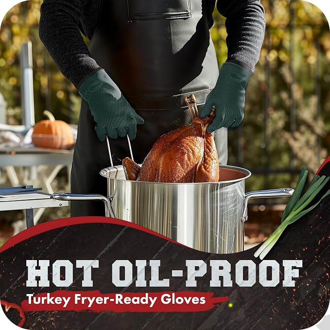 Kitchen perfection Silicone Smoker Oven Gloves -Extreme Heat Resistant BBQ - Image 5