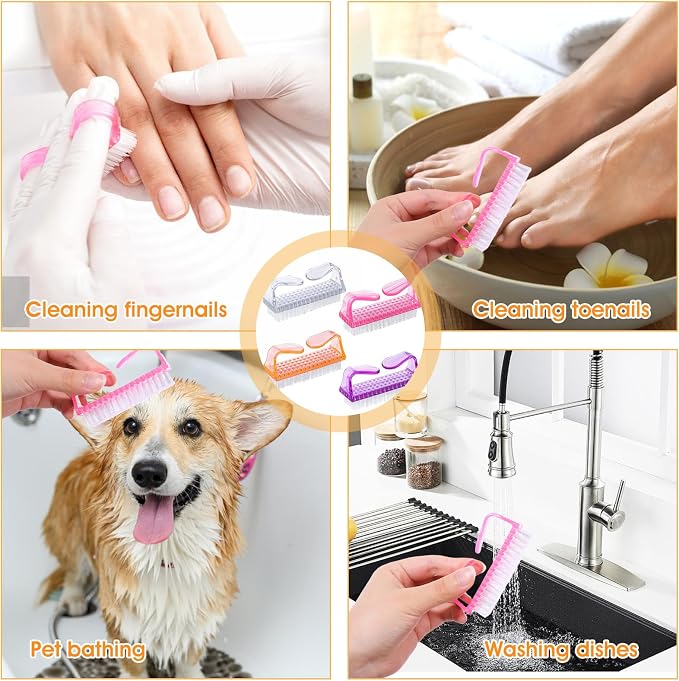 100 Pcs Handle Grip Nail Brush Bulk Nail Scrubber Cleaner Fingernail Brushes - Image 4