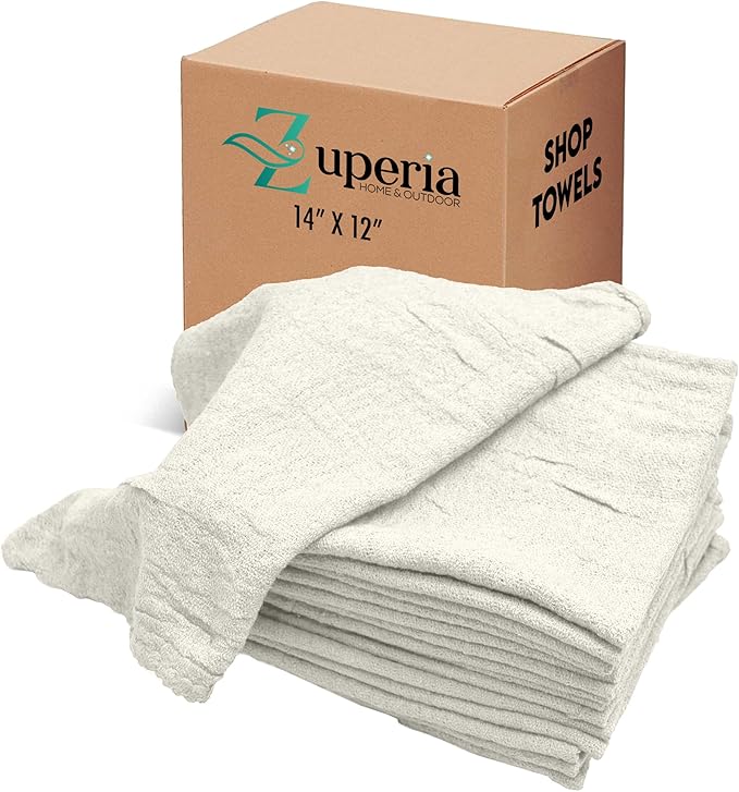ZUPERIA Cotton Shop Towel – Multipurpose Cleaning Cloths Reusable Shop Rags by Zuperia