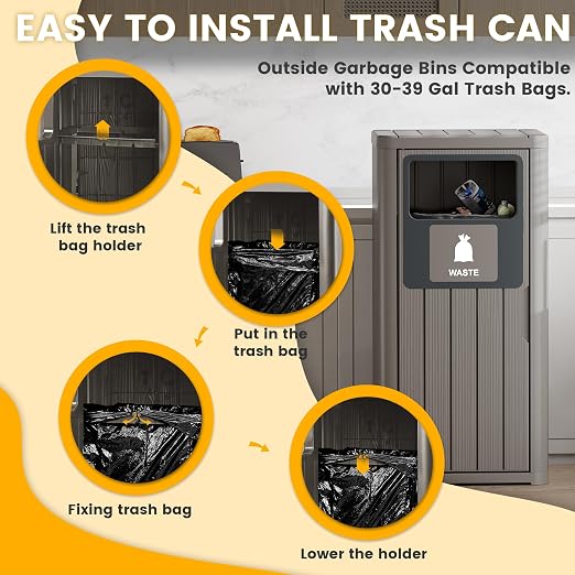 Outdoor Trash Can Waterproof Resin Garbage Can - Image 7