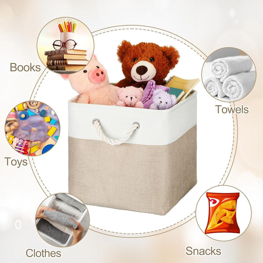meekoo 8 Pack Fabric Storage Bins Baskets, 11 x 11 x 11 in, Beige
