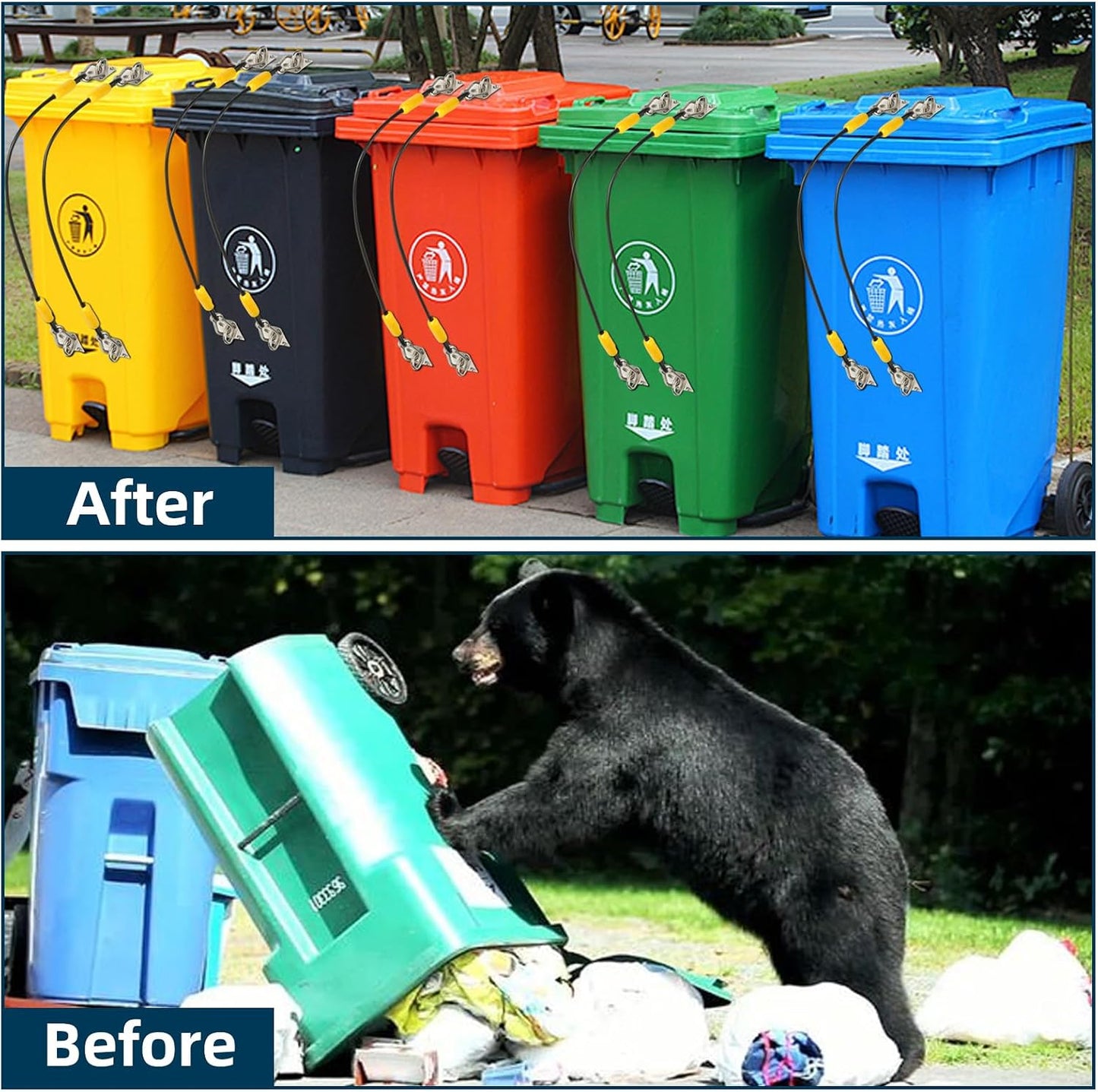 4 Pcs Trash Can Lid Lock for Animal, Bear Proof Trash Can Locks, Universal Outdoor Heavy Duty Garbage Bin Lock for Raccoon, Easy to Install