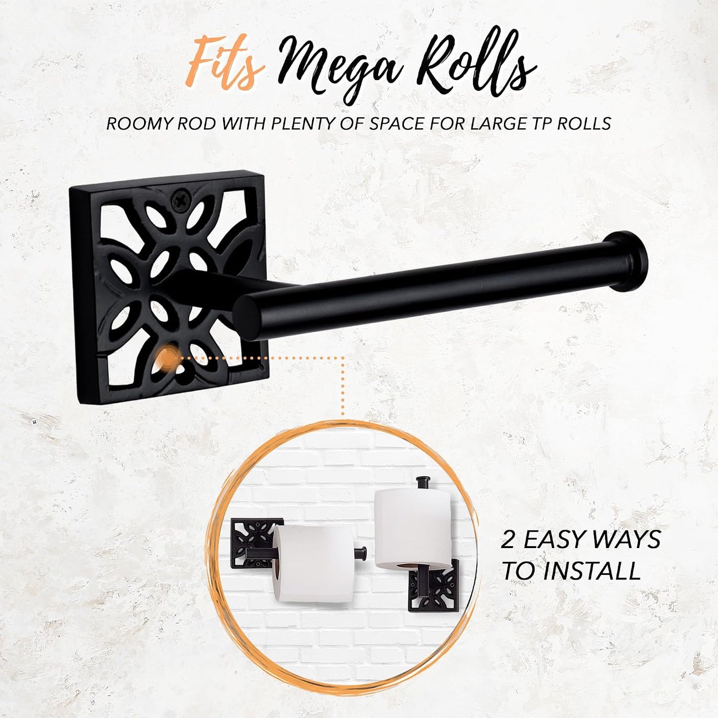 Autumn Alley Matte Black Farmhouse Bathroom Set – 5-Piece Hardware Kit with Towel Ring, TP Holder, Hooks & Metal Step Trash Can with Lid for Rustic, Modern Bathroom Décor