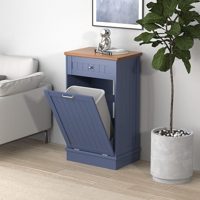 Betterhood Tilt Out Trash Cabinet 10 Gallon Wooden Free Standing Laundry Sorter by Betterhood