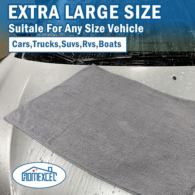 HOMEXCEL Professional Large Microfiber Car Drying Towels 2 Pack, Lint Free - Image 5