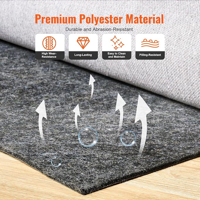 VEVOR Slip-Resistant Rug Pad, Protective Cushioning Carpet Pad, 1-2㎡ Area - Image 4