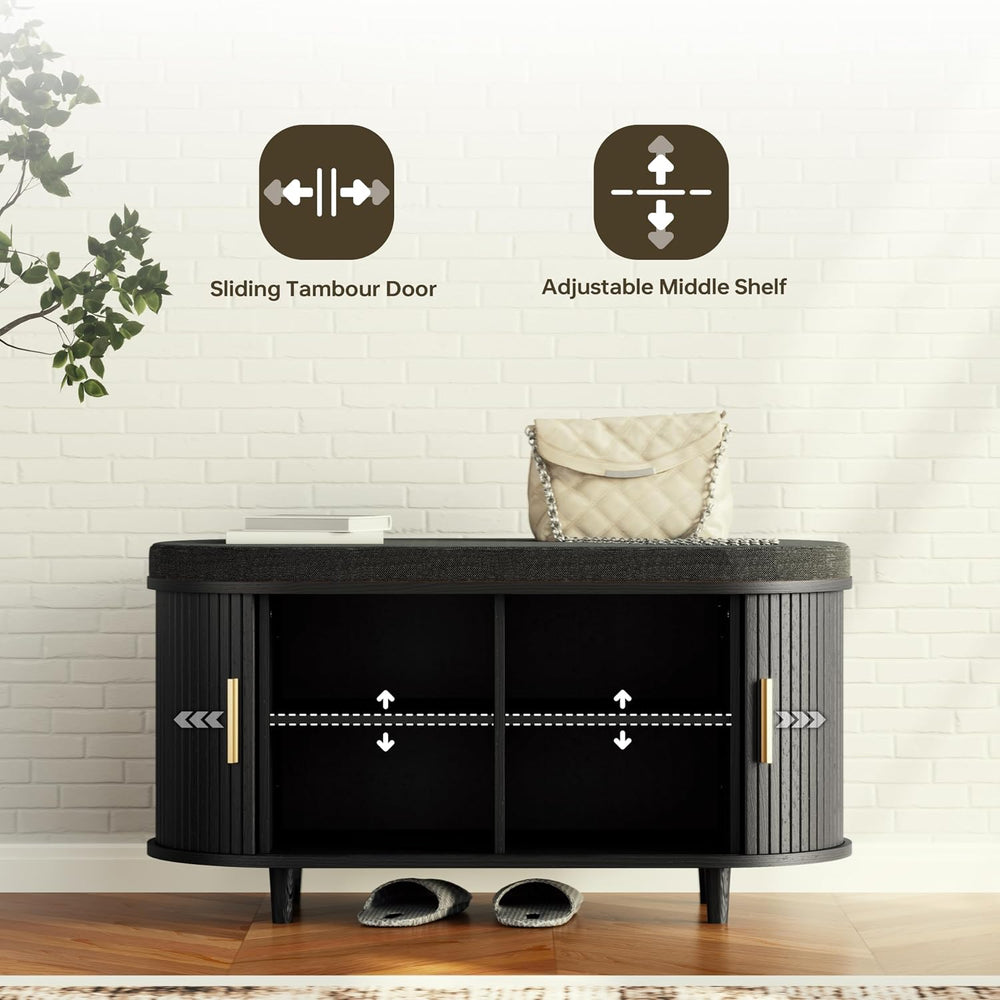 DHH 2-Tier Storage Bench,Wide Shoe Bench with Thickened Padded Seat Cushion, ...