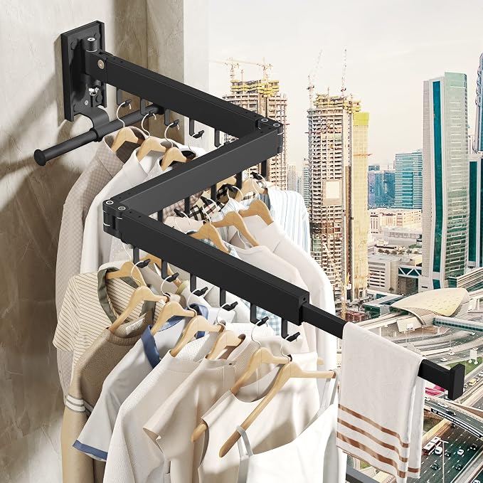 Drying Rack Clothing, Retractable Clothes Drying Rack, Wall Mounted Laundry Rack - Image 8