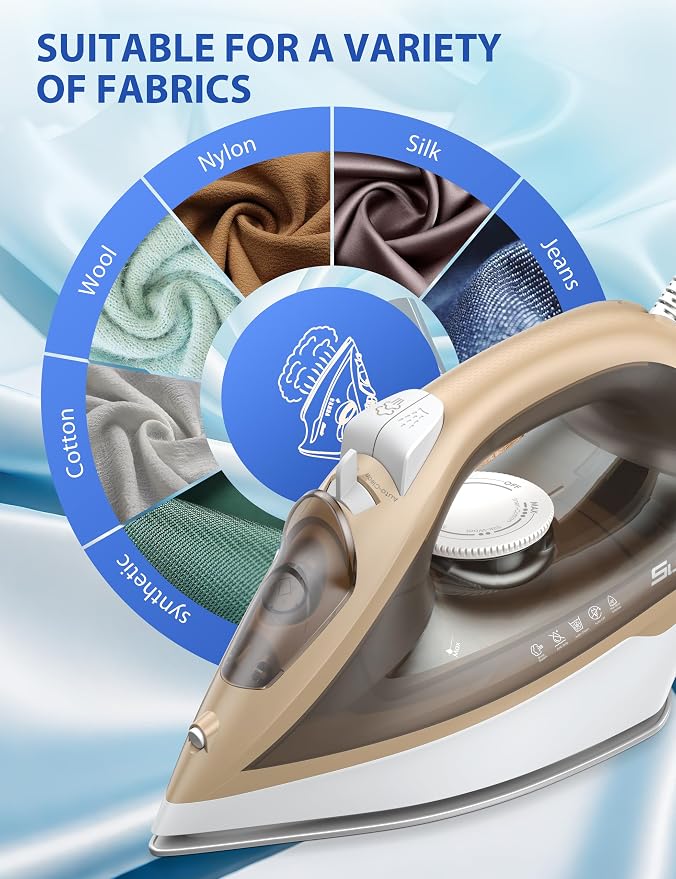 Large Irons Steamer for Clothes, 1500W Iron Non-Stick Ceramic Soleplate - Image 7