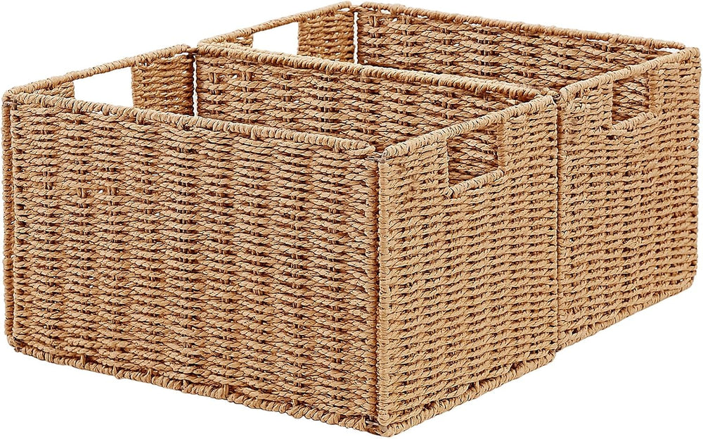 Vagusicc Wicker Storage Basket, Set of 2 Hand-Woven Paper Rope Wicker Basket,...