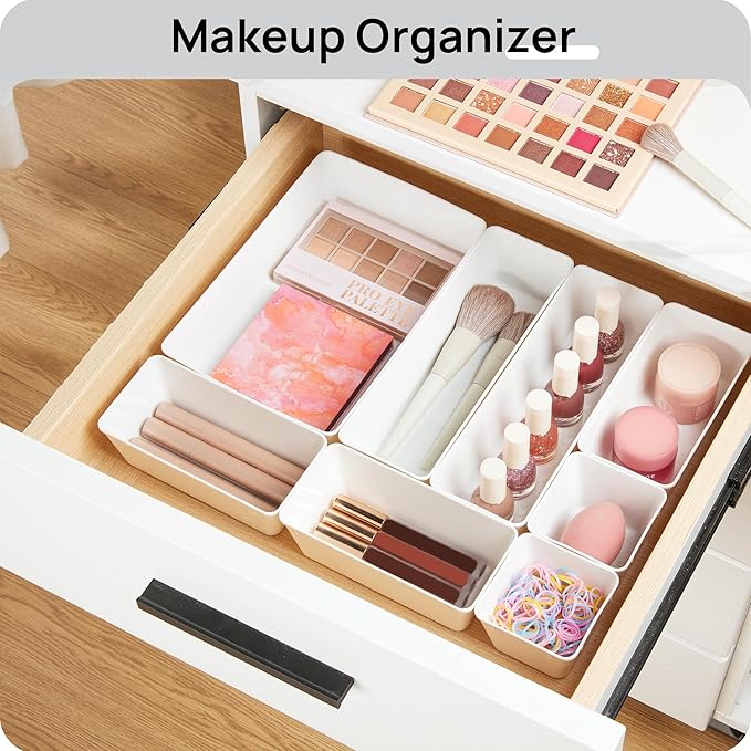 Vtopmart 44 PCS Plastic Drawer Organizers Set, 4-Size Versatile Bathroom and - Image 4