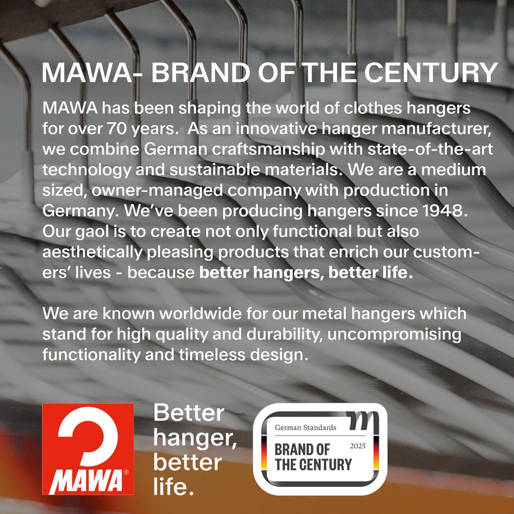 Mawa by Reston Lloyd Euro Series Non-Slip Space Saving Steel Clothes Hanger f...