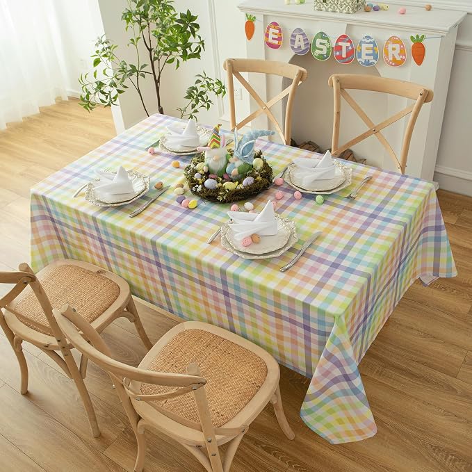 Waterproof Plaid Easter Tablecloth Fabric - Image 8