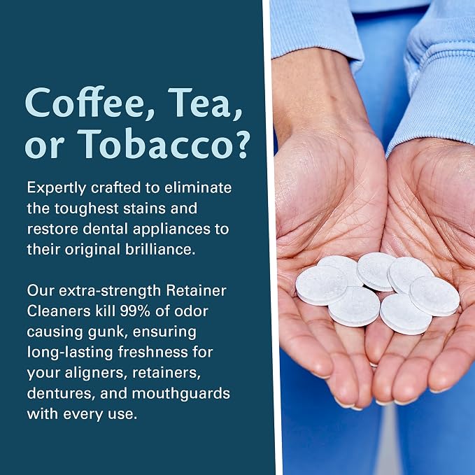 Coffee and Tea Retainer Cleaner Tablets, Removes Odors, and Plaque, 4-Month - Image 8