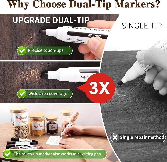 Dual Tip Furniture Markers Touch Up, Upgrade 13 Pcs Wood Markers Furniture - Image 4