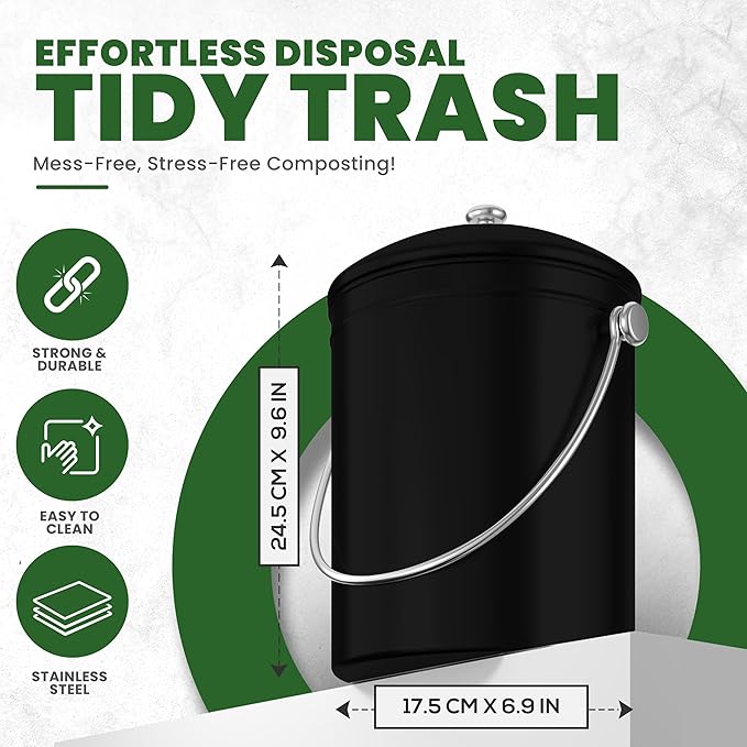 Utopia Kitchen Compost Bin for Kitchen Countertop, 1 Gallon Compost Bucket for - Image 3