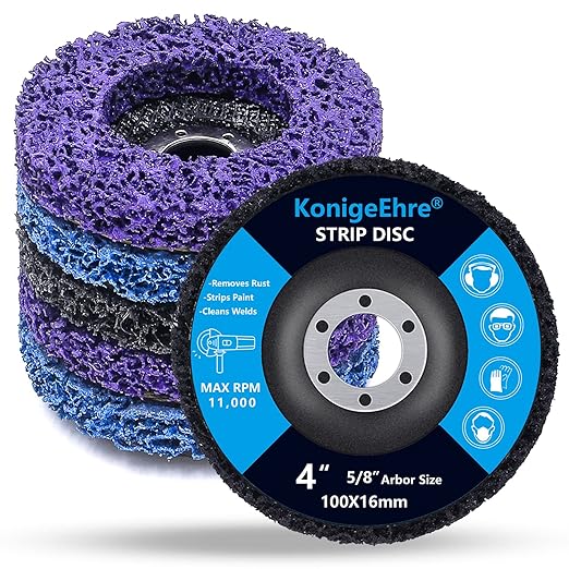 6 Pack 4" x 5/8" Strip Discs Stripping Wheel Fit Angle Grinder Clean and Remove by KONIGEEHRE