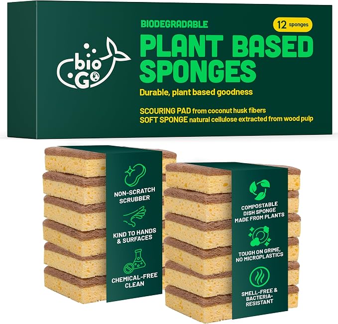 bioGo 12 Pack Biodegradable Kitchen Sponges by ThebioGoNation