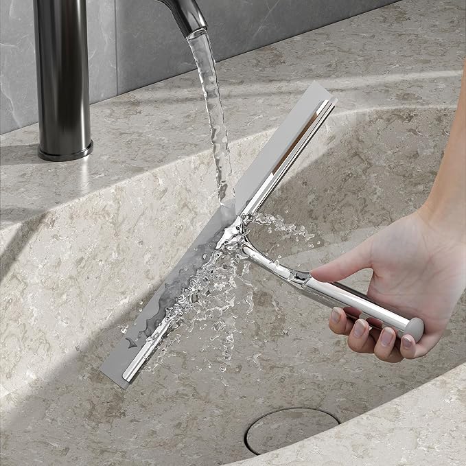 Shower Squeegee for Glass Doors, Stainless Steel Shower Squeegee for Bathroom - Image 5