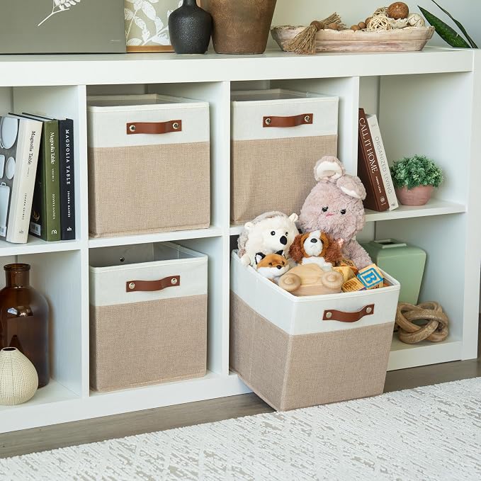 OrganiHaus 11x11 Fabric Cubes Storage Bins Set of 4, Foldable Collapsible - Image 3