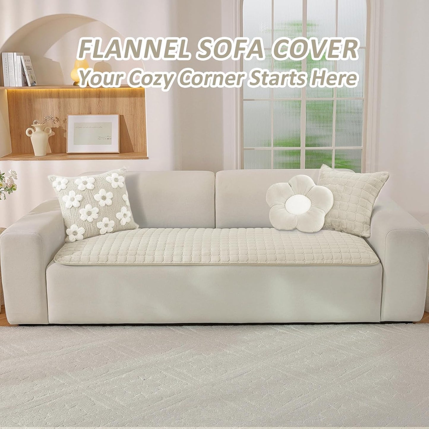 Pet Couch Cover for Dogs Washable, Fuzzy Non-Slip Couch Covers for Sofa, Couch Covers for 3 Cushion Sofa, Plush Dog Couch Cover for Sectional, Loveseat (Beige, 27.6" X 71")