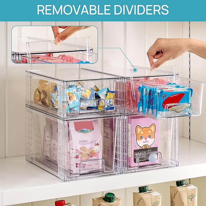 Vtopmart 8 Pack Clear Stackable Storage Drawers, Plastic Drawers - Image 6