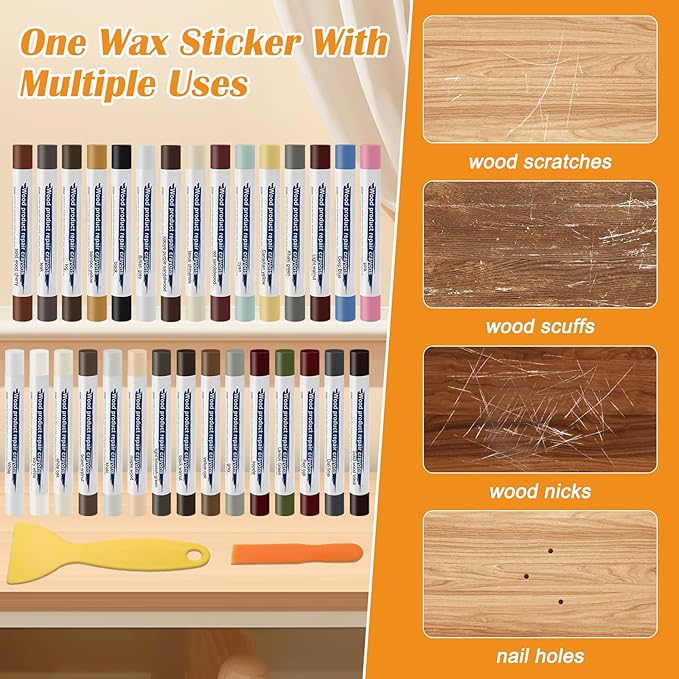 30+2P Wood Filler Sticks, Windspeed 30 Colos Wood Filler Putty Wax Crayons - Image 4