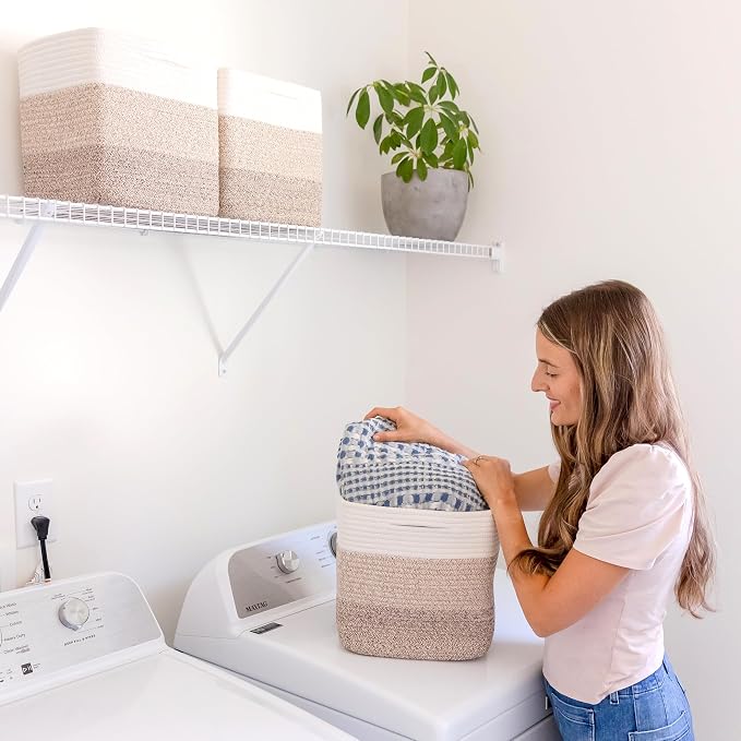 NaturalCozy Storage Cubes 11 Inch Cotton Rope Woven Baskets - Image 9
