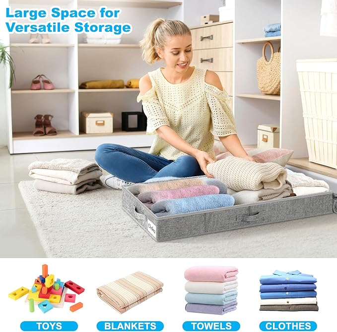 Under Bed Storage Container Bin 4 Pack, 4.5 Inch Slim Low Profile Underbed - Image 3