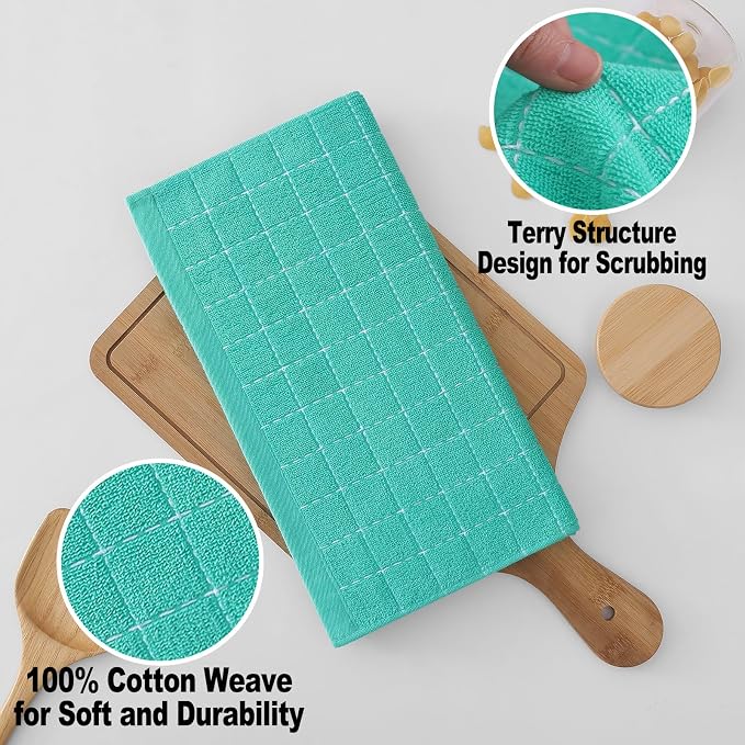 Homaxy 100% Cotton Terry Kitchen Dish Cloths, Ultra Soft and Absorbent Dish - Image 2