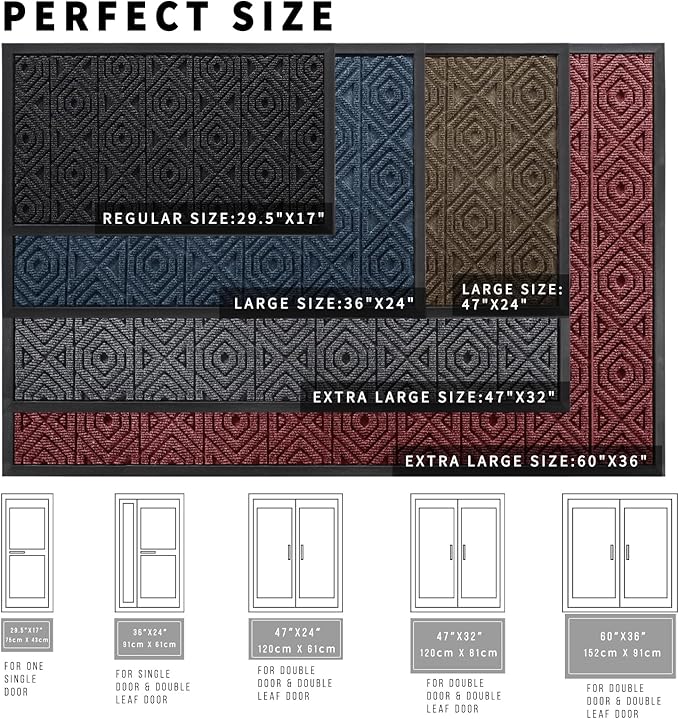 Yimobra Modern Geometric Welcome Doormat, 47 x 32 Inch, Waterproof, Non Slip - Image 2