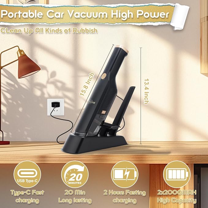 Handheld Vacuum Cordless, High Power Suction, USB Quick Charge, Car Vacuum - Image 4