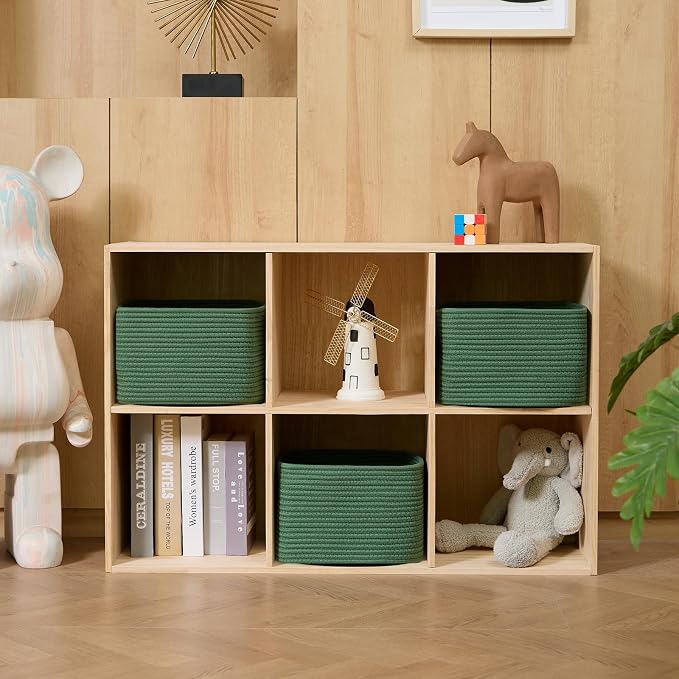 Small Organizing Baskets for Cubes Shelf, 9.7x9.7x7.1 Inch Rope Woven Storage - Image 3