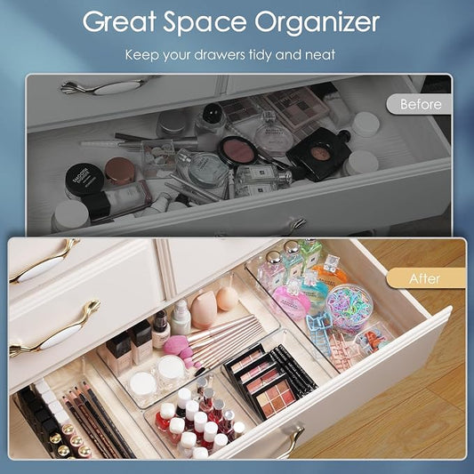 12 Pack Large Clear Plastic Drawer Organizer Set, Acrylic Bathroom Organizer - Image 2