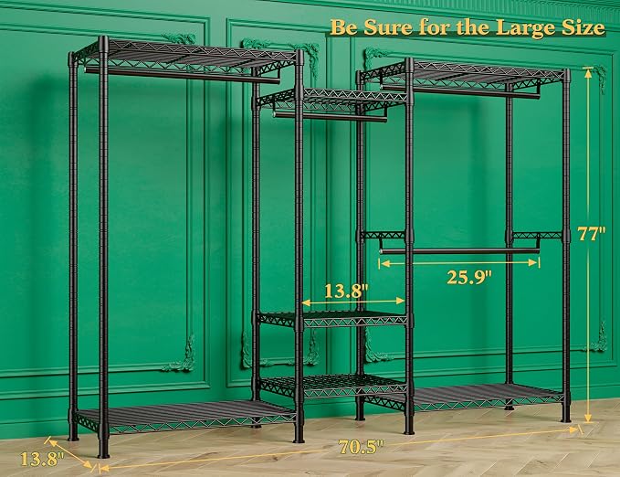 Raybee Clothes Rack, 725 LBS Clothing Rack Adjustable Clothing Racks - Image 6