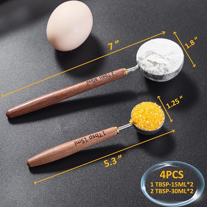 4PCS Wood Scoops for Jars Wooden Scoops for Canisters 2Tbsp + 1Tbsp Measuring - Image 5