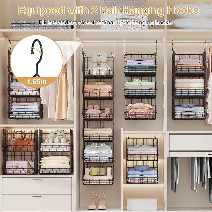 6 Tier Closet Hanging Organizer, Clothes Hanging Shelves - Image 6