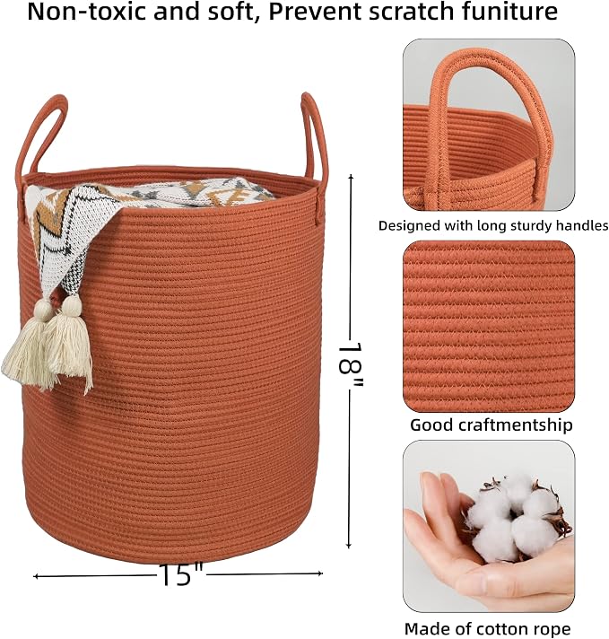 Cotton Rope Laundry Basket Hamper - Image 2