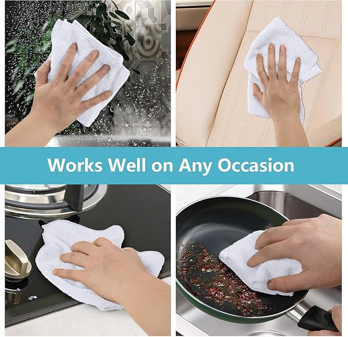 HOMEXCEL White Microfiber Cleaning Cloth, 100 Pack Cleaning Towels - Image 5