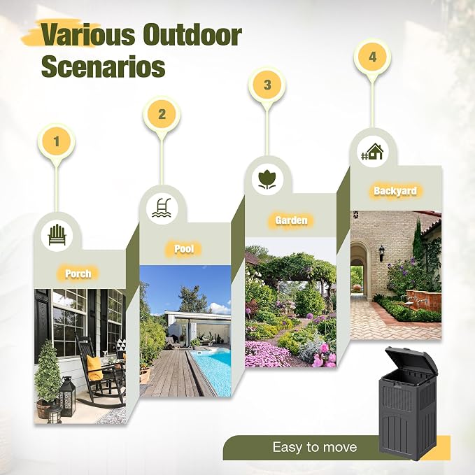 Devoko 33 Gallon Outdoor Trash Can, Hideaway Garbage Bins - Image 6