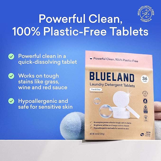 BLUELAND Laundry Detergent Tablets, Plastic-Free Eco-Friendly Pods, Liquid - Image 2