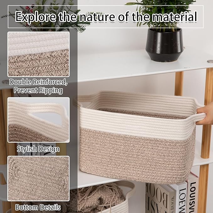 OIAHOMY 3 Pack Storage Baskets for Organizing, Woven Basket - Image 4
