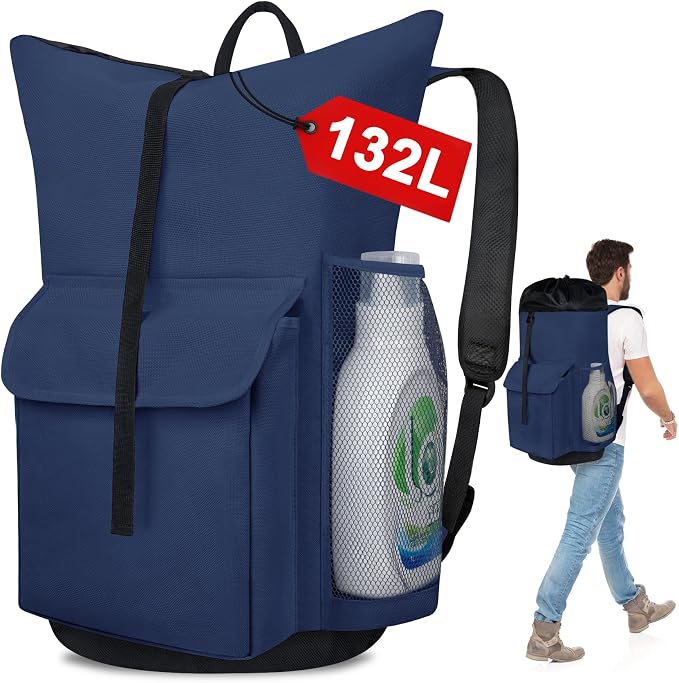 Laundry Backpack Bag, 132L Extra Large Heavy Duty Laundry Backpack by Attmu