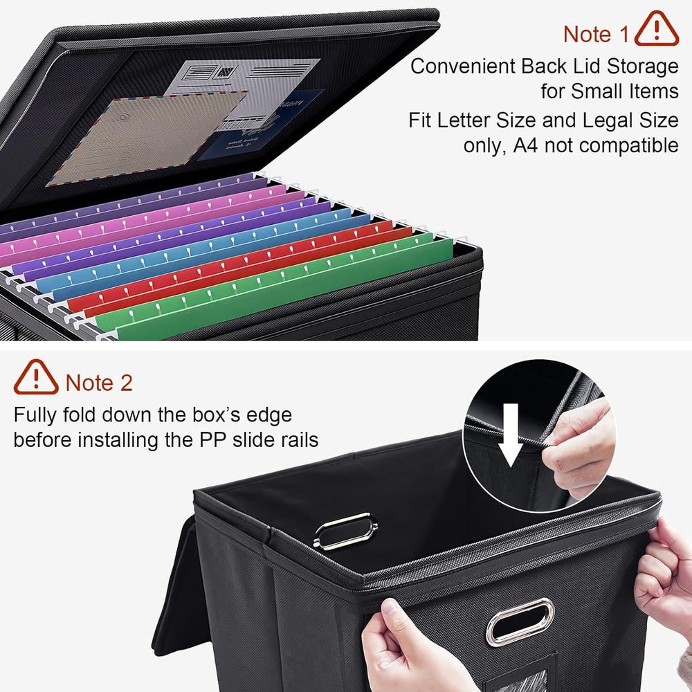 4 Pack File Organizer Boxes with Lids, Collapsible Document Storage Bin with ...