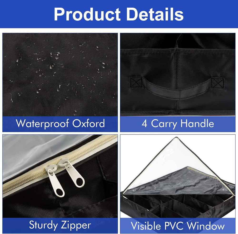 Surblue Under Bed Shoe Organizer Storage Bag with Transparent Skylight and Zi...